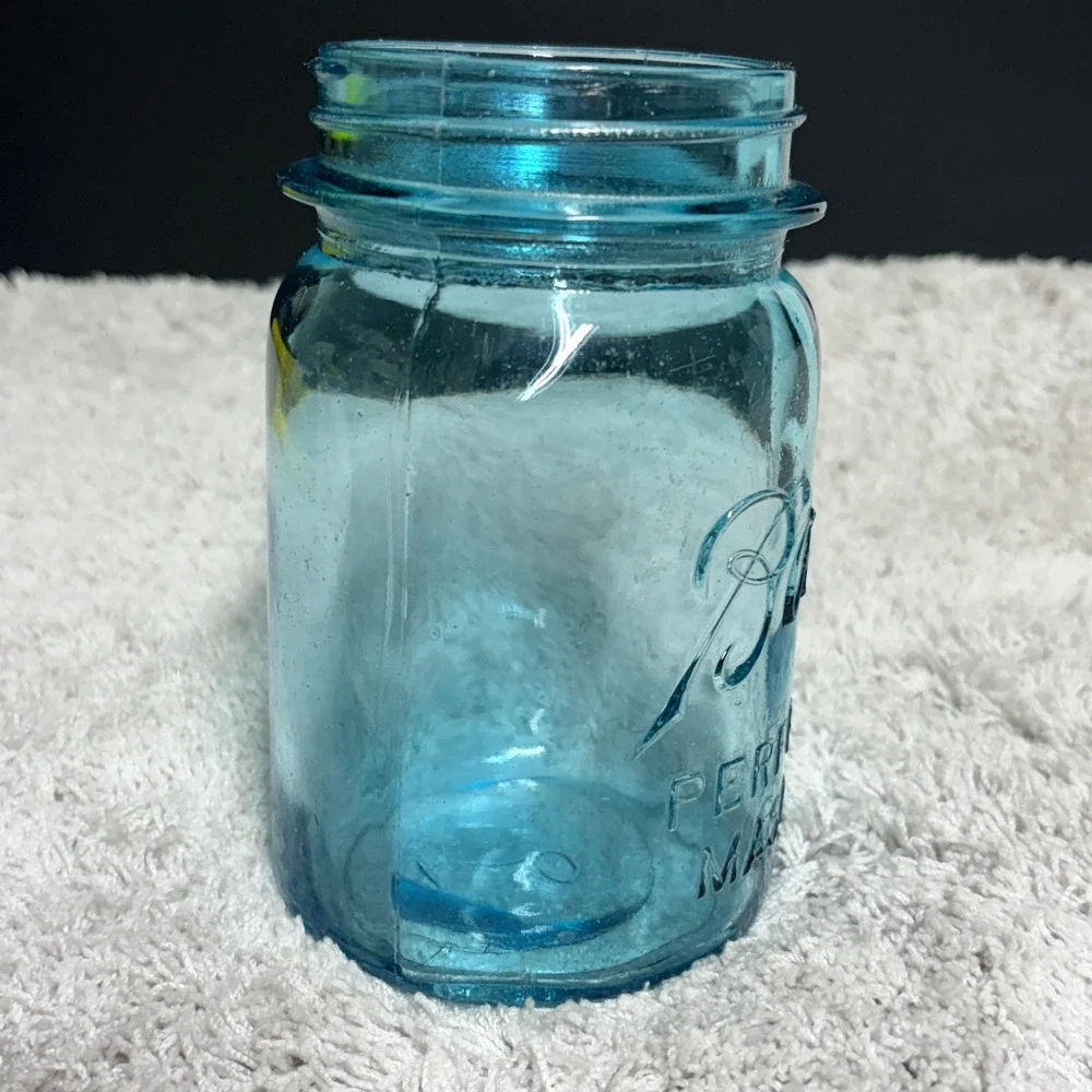 Vintage Ball‎ Perfect Mason Jar Aqua Blue Glass with Presto Aluminum 1910-1933